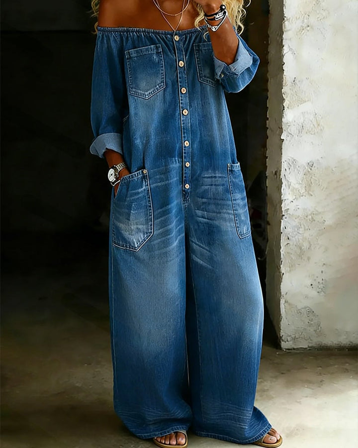 Gabriele  | Tuta in denim con spalle scoperte