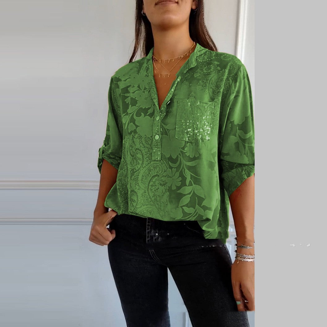 Kuela | Camicetta con stampa e dettagli in paillettes