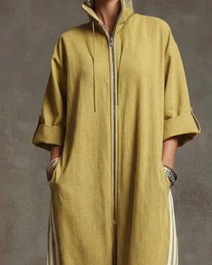 Leonora | Tuta a righe, stile sportivo con cerniera