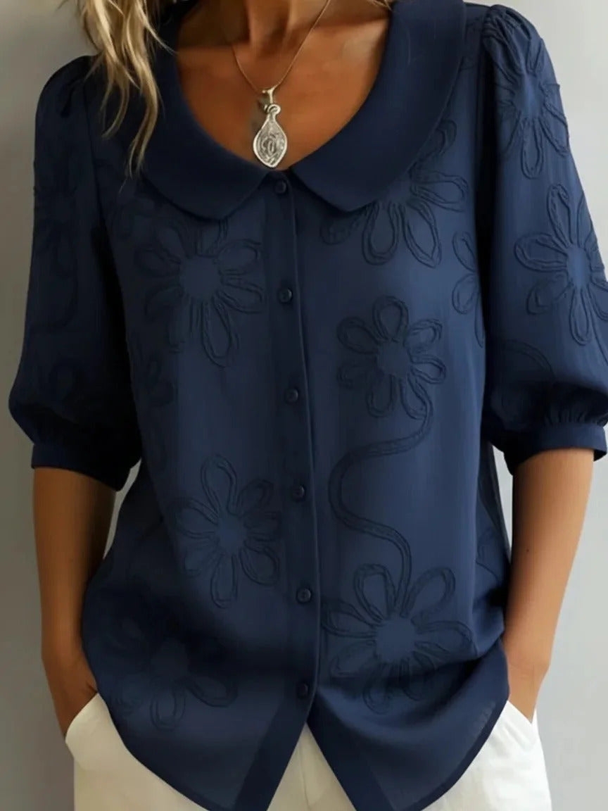 Camille | Camicia con colletto retrò e motivi floreali.