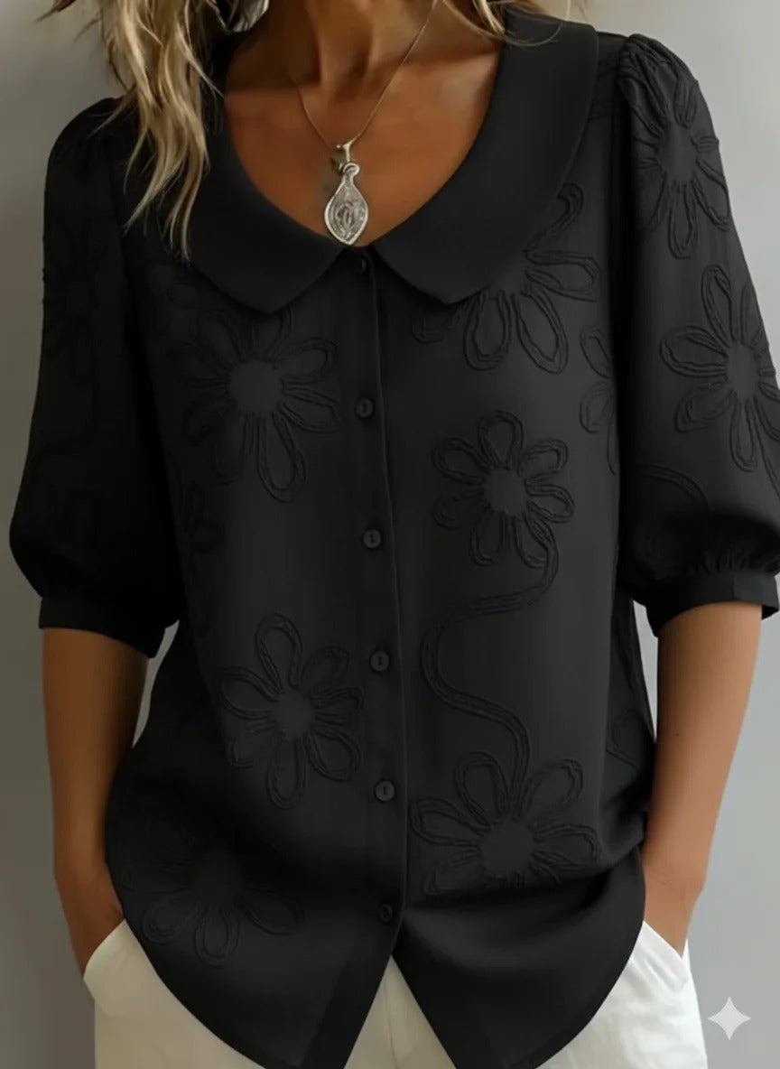 Camille | Camicia con colletto retrò e motivi floreali.