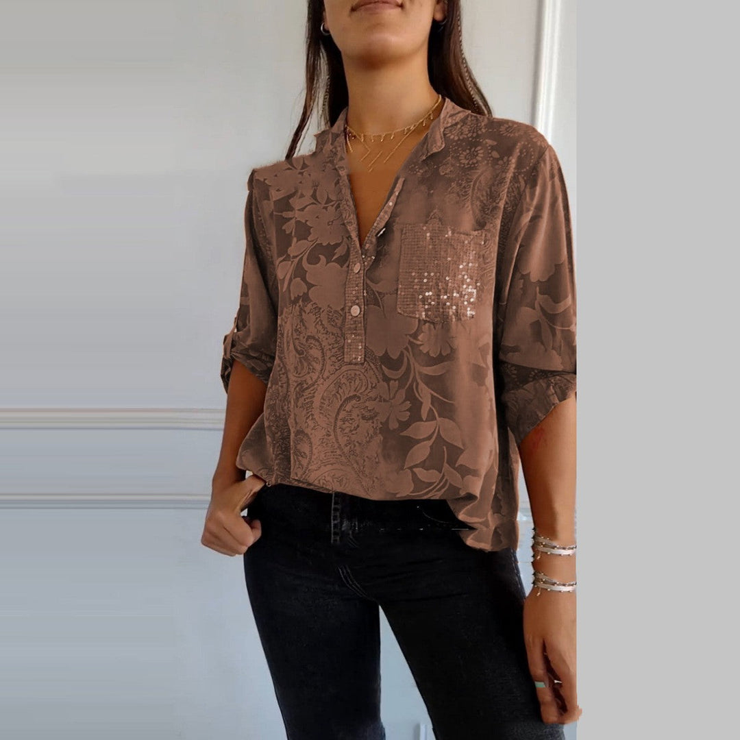 Kuela | Camicetta con stampa e dettagli in paillettes