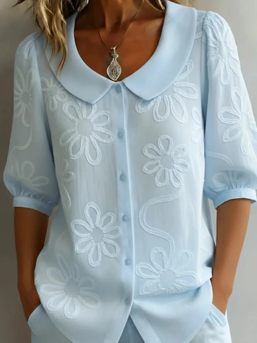 Camille | Camicia con colletto retrò e motivi floreali.