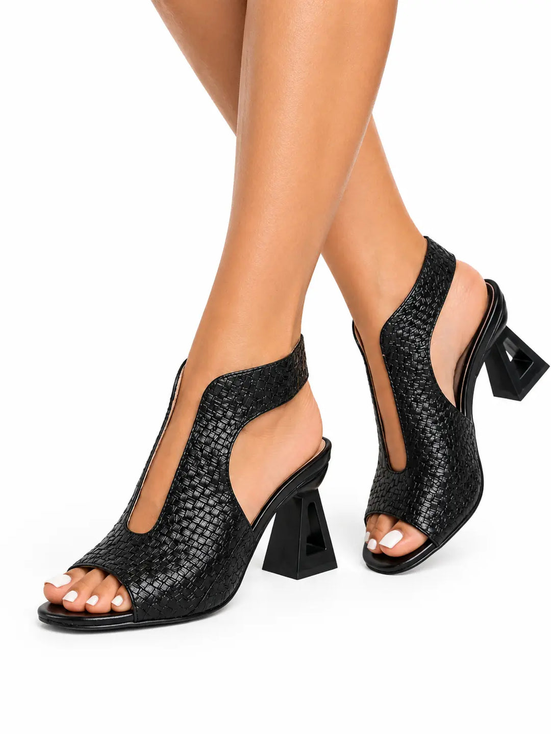 Graciela | Sandalo Elegante Intrecciato con Tacco Geometrico