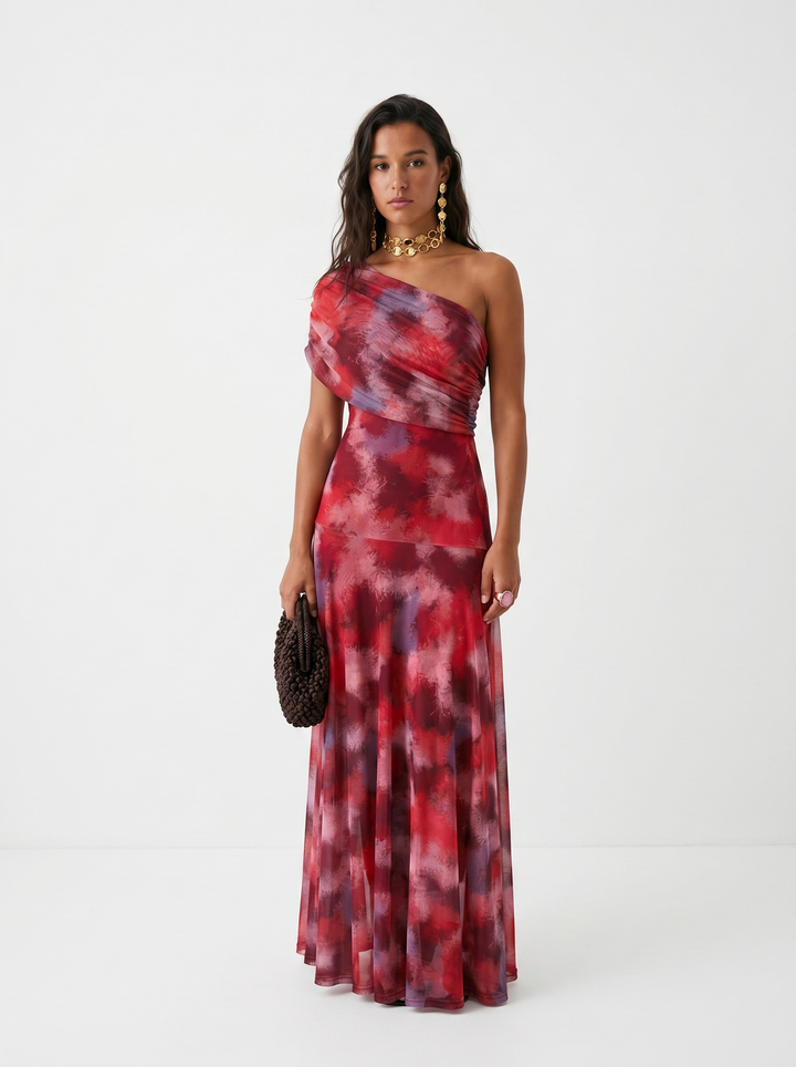Carla | Abito Maxi Off-Shoulder in Tessuto Fluido