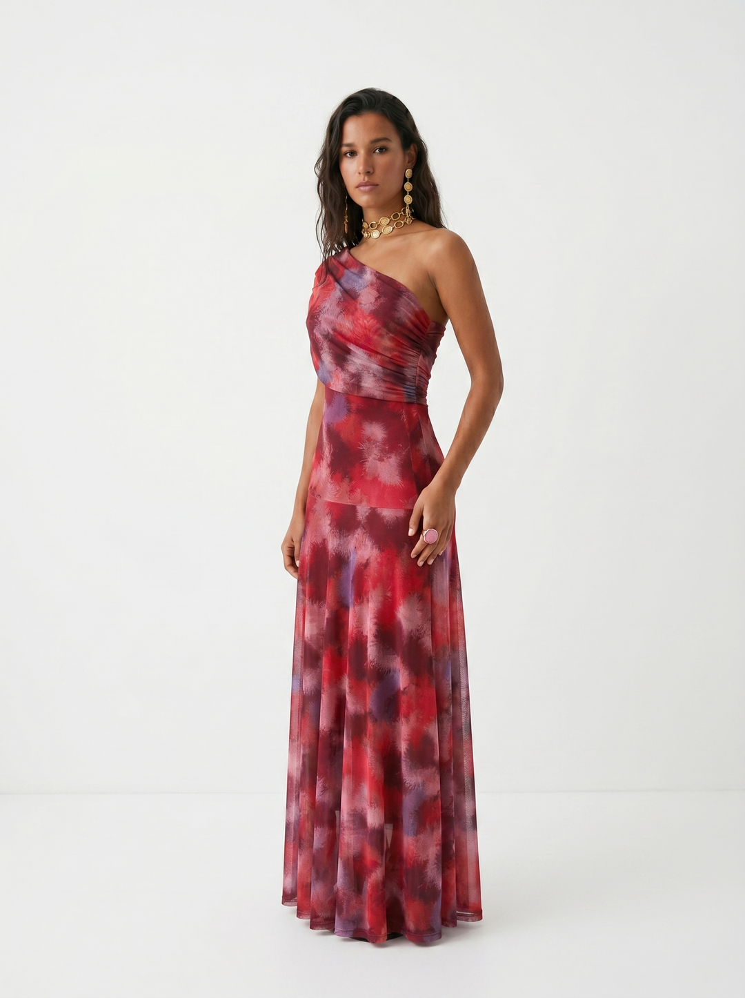 Carla | Abito Maxi Off-Shoulder in Tessuto Fluido