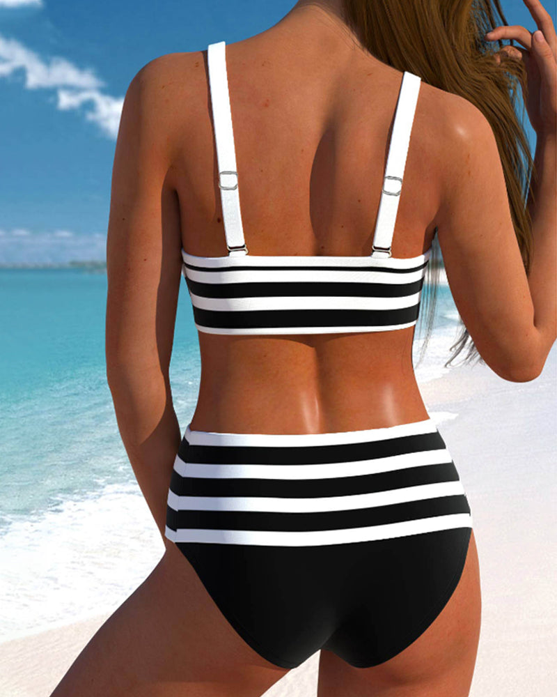 Martina | Bikini Righe Vita Alta