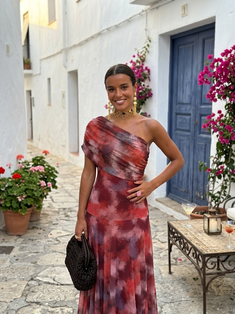 Carla | Abito Maxi Off-Shoulder in Tessuto Fluido