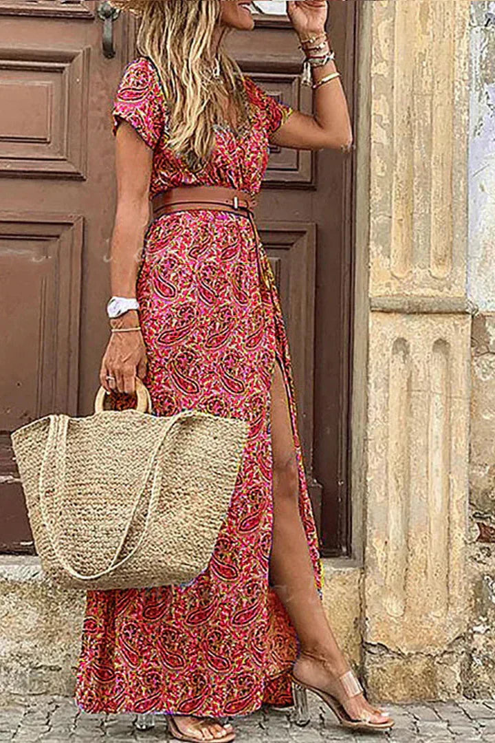 Bruna – Abito boho maxi con cintura