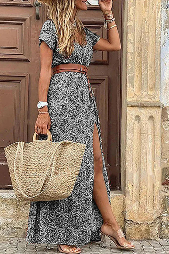 Bruna – Abito boho maxi con cintura