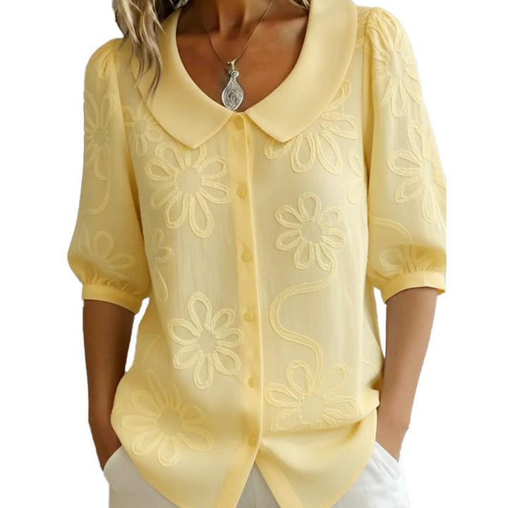 Camille | Camicia con colletto retrò e motivi floreali.